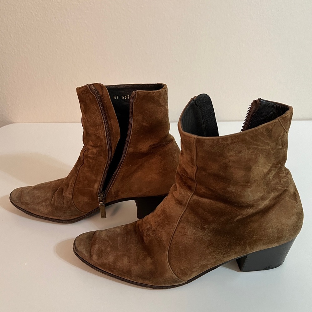 Saint Laurent Paris 'Wyatt' Zip Boots Size 41 euro in Brown Suede - Picture 1 of 7